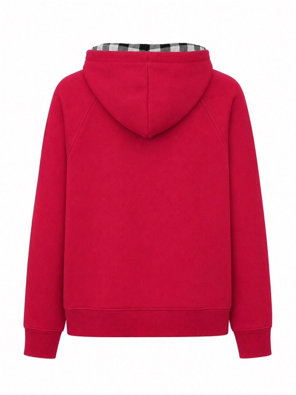 Burberry Red Cotton Zip Up Sweatshirt/Hoodie L Nova Check Plaid Hood EUC - Picture 5 of 11